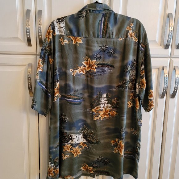 CAMPIA BLUE / GREEN HAWAIIAN SHIRT XL MADE IN KOREA - Picture 5 of 5